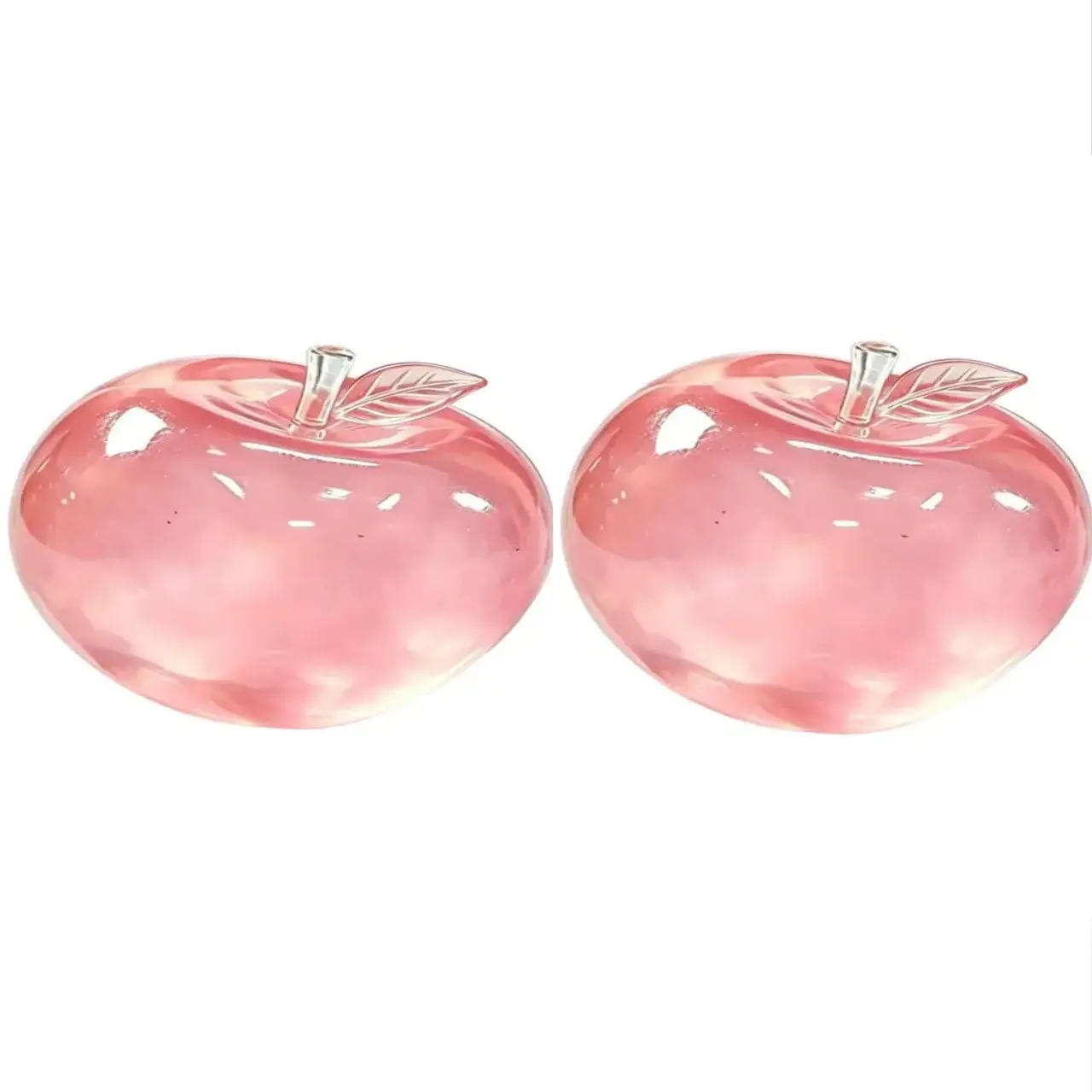 2pc Crystal Apple Figurine, Soft and Smooth, Ultra-Thin Skin, Stress Relief Toy, Sensory Play, Desk Decor, Office Gift, Non-Edible