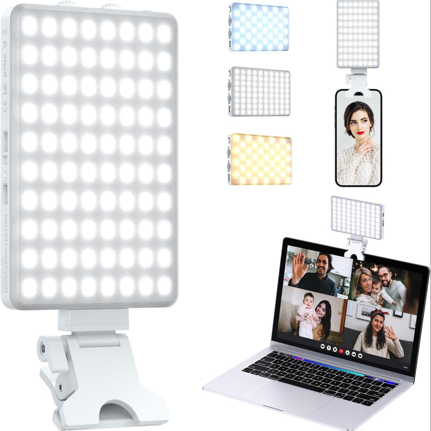 Portable Selfie Fill Light, USB Rechargeable Selfie Fill Light, 1 Count Portable Clip-on Light for Live Streaming, Conference & Vlog
