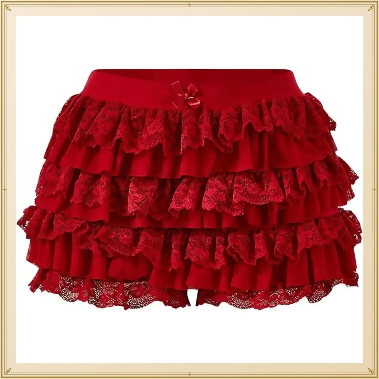 Women's Y2k Ruffle Shorts Lace Lolita Bloomers Elastic Waist Bow Front Shorts Micro