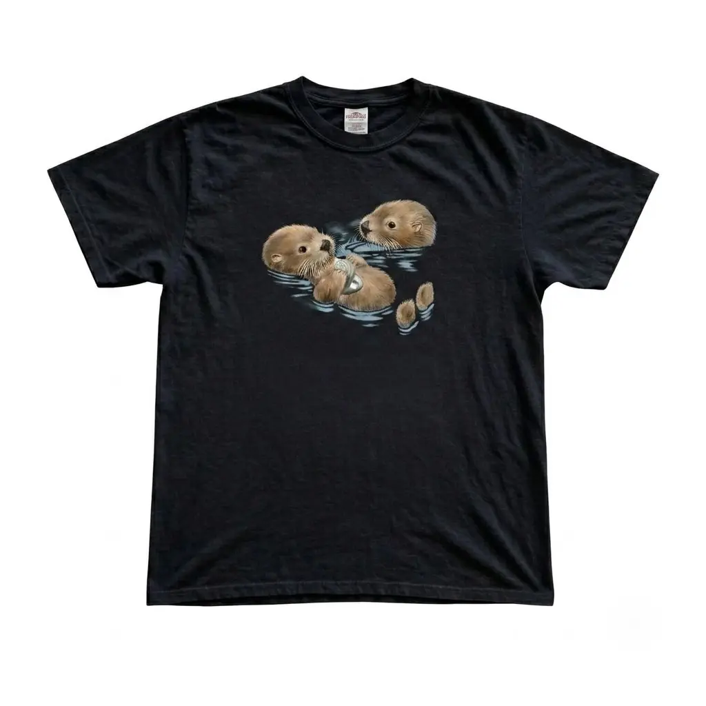 Cute Sea Otter T-Shirt 100% Cotton Animal Tee Gifts Shirt Unisex Vintage Graphic Tees Y2k Style Clothes Men Women Streetwear NY Ship
