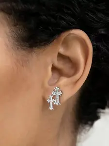 Unisex Cross Earrings, 14k Gold Plated, Small Dense Zircon Drop Earrings, Hypoallergenic, Lightweight, Perfect for Parties, Birthdays, Christmas Gifts