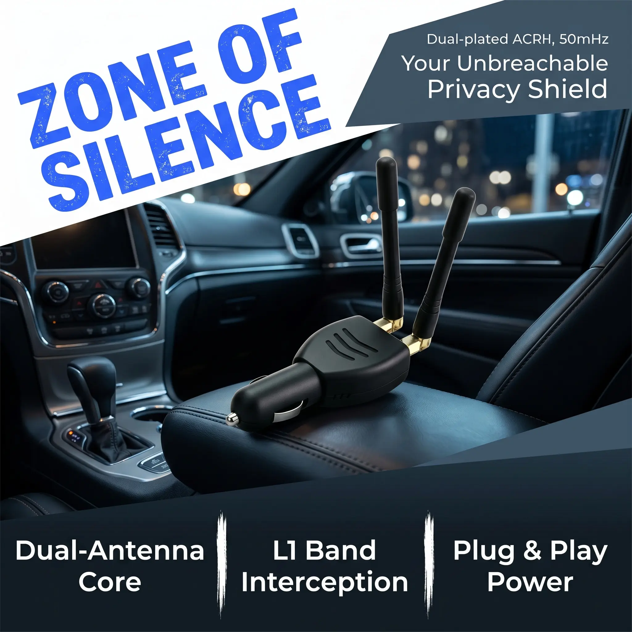 Portable Car GPS Blocking Device - 12-24V Durable ABS Material Protection, Dual Antenna Enhanced Performance Plug, 0.3W Low Power, 5-15m Coverage, Compact Travel-Friendly Cost-Effective Security Solution for Vehicle Users, Portable & Easy to Use Accessory