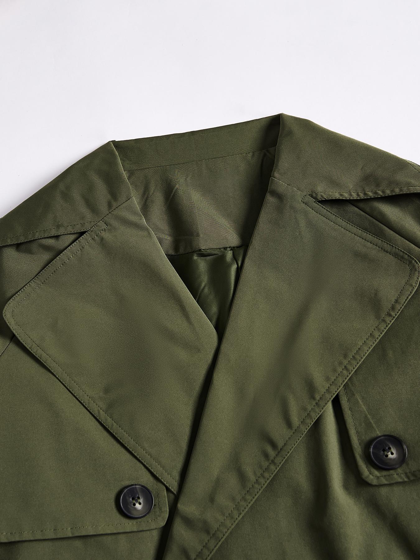 KatchMe Women's Commuter Notch Lapel Double Breasted Detachable Belt Trench Coat, Fall & Winter Plain Wrap Tie Waist Outerwear Jacket, Elegant Trench Coat