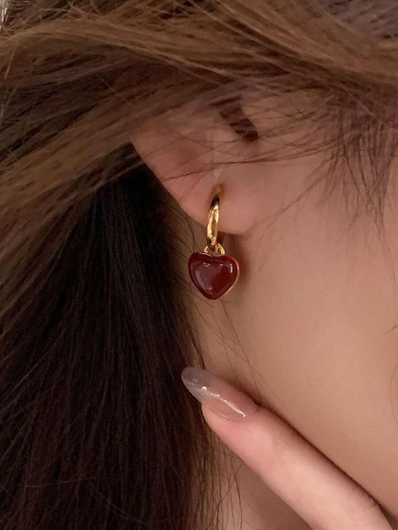 Vintage Heart Shaped Dangle Earrings, Fashionable Romantic Jewelry for Women, Trendy All-match & Exquisite Jewelry for Birthday Gift