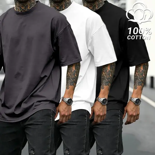 Basic Solid Color Oversized Cotton Tee for Men, Lightweight Soft Fabric Crew Neck Short Sleeve Shirt with Multiple Color Options, Timeless Casual Wear for All Kinds of Daily Summer Outfits and Modern Mensfashion
