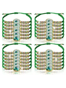 24 Pieces Mexican Bracelets Saint Jude Bracelet Catholic Green Handmade String Bracelets San Judas Tadeo Rosary Bracelet Gift for Men Women