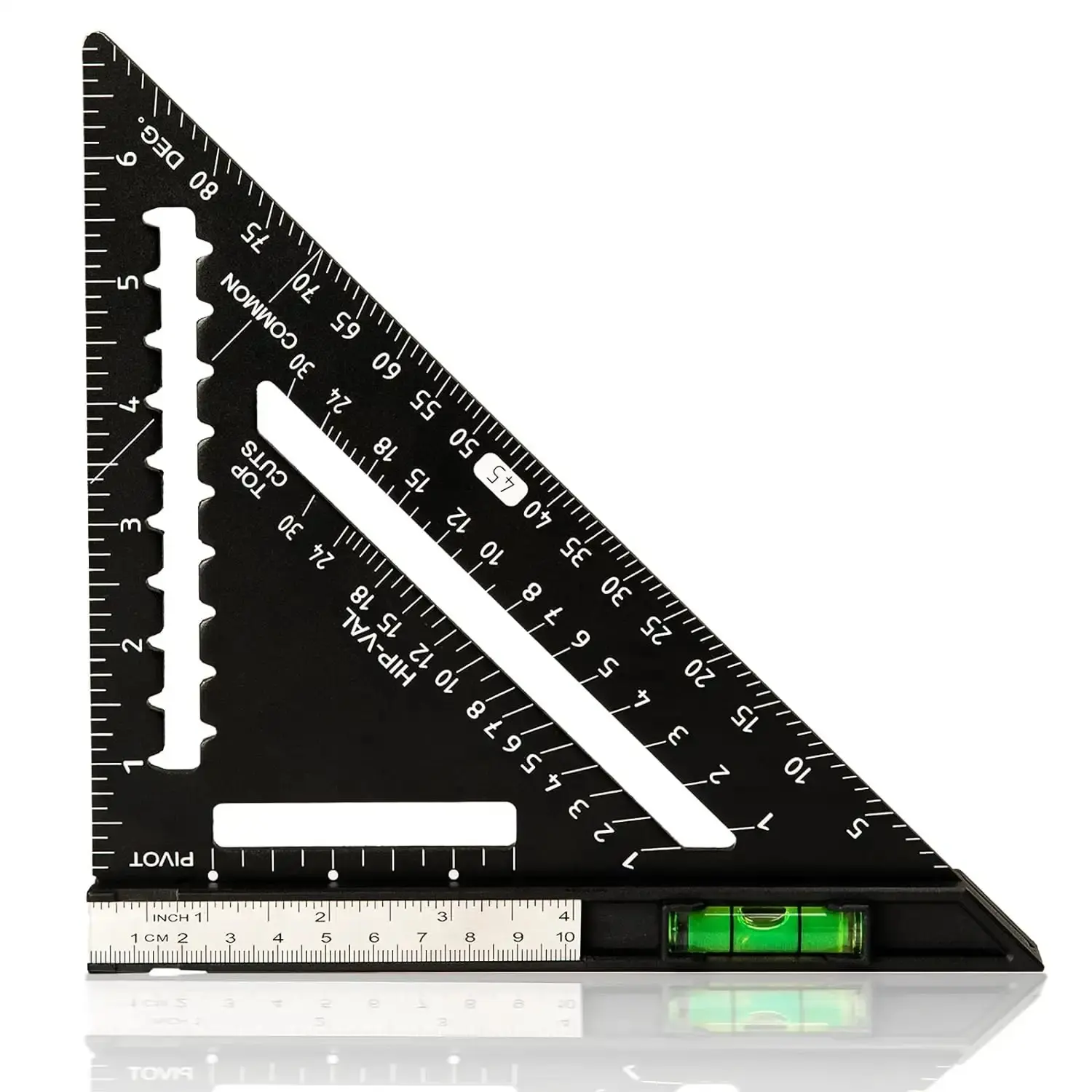 7 in Fixed-Size Functional Aluminum Triangle Rafter Square, 1pc Measuring Instrument with Leveling Function for Woodwork, DIY Projects