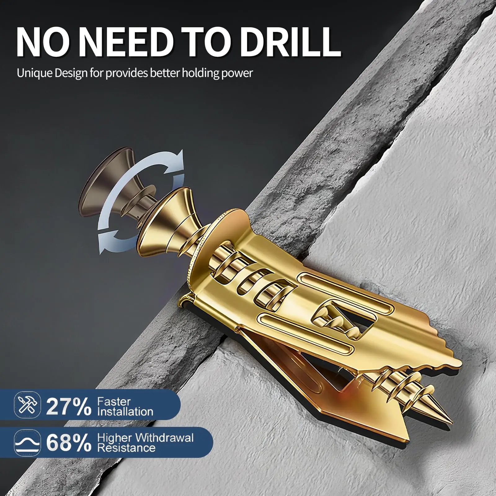 60-Pack Heavy Duty Zinc Coated Hollow Drywall Wall Anchors with Self-Tapping Drilling Screws, No Pre-Holes Required, Easy Installation for Shelves, TV Mounts, Home Fixing Needs