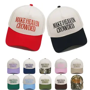 Christian Make Heaven Crowded Baseball Cap for Women Men Retro Embroidered Trucker Hat Inspirational Faith Gift Sun Visor for Church Summer Travel