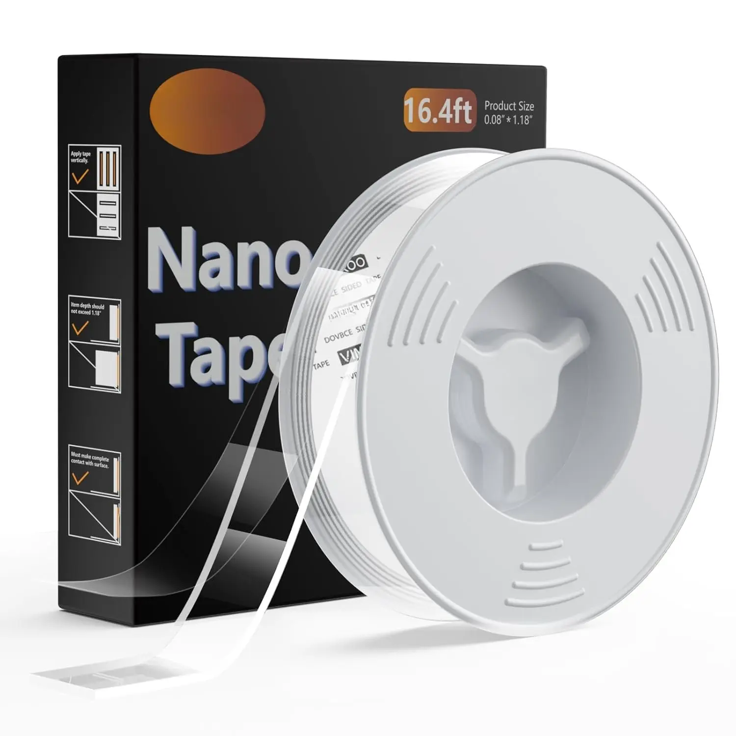 Double Sided Tape Heavy Duty, 16.4FT Nano Tape,  Clear Mounting Tape, Removable Traceless Adhesive Tape,  Grip for Picture , Posters, Carpet, Wall Decor