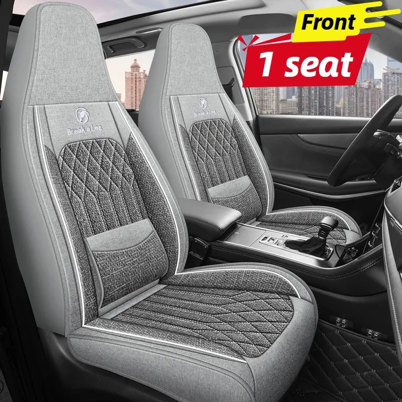 Universal Car Seat Cover, Breathable Linen Full Surround Fit, Comfortable Front Seat Protector, Suitable for Most Cars, All Seasons