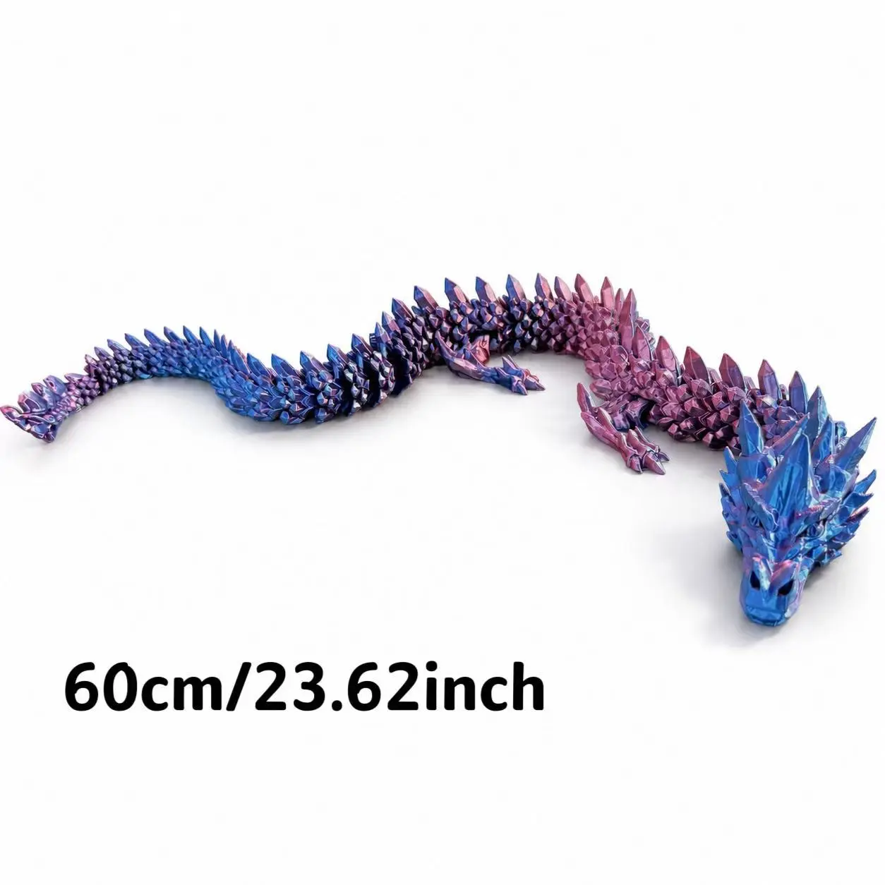 24-Inch 3D Printed Chinese Dragon Statue, Figurine, Four-Clawed Colorful Dragon Sculpture, Asian Mythology Collectible Decor, Large Desktop & Bookshelf Display Ornament