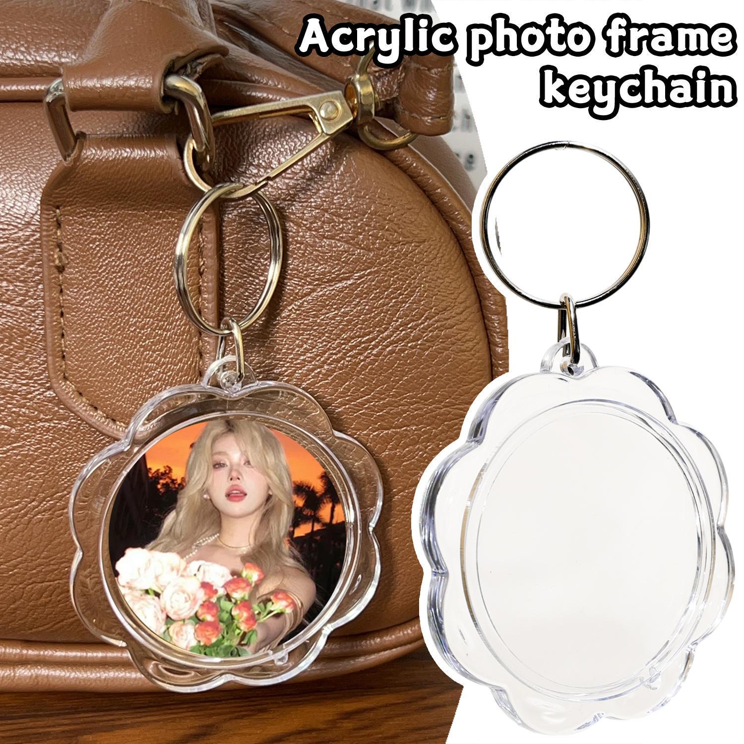 5/50Pcs Transparent Photo Frame Keychain Tassels Snap-In Custom Insert Photo Acrylic Blank Keyring Clear Blank Picture Pendant