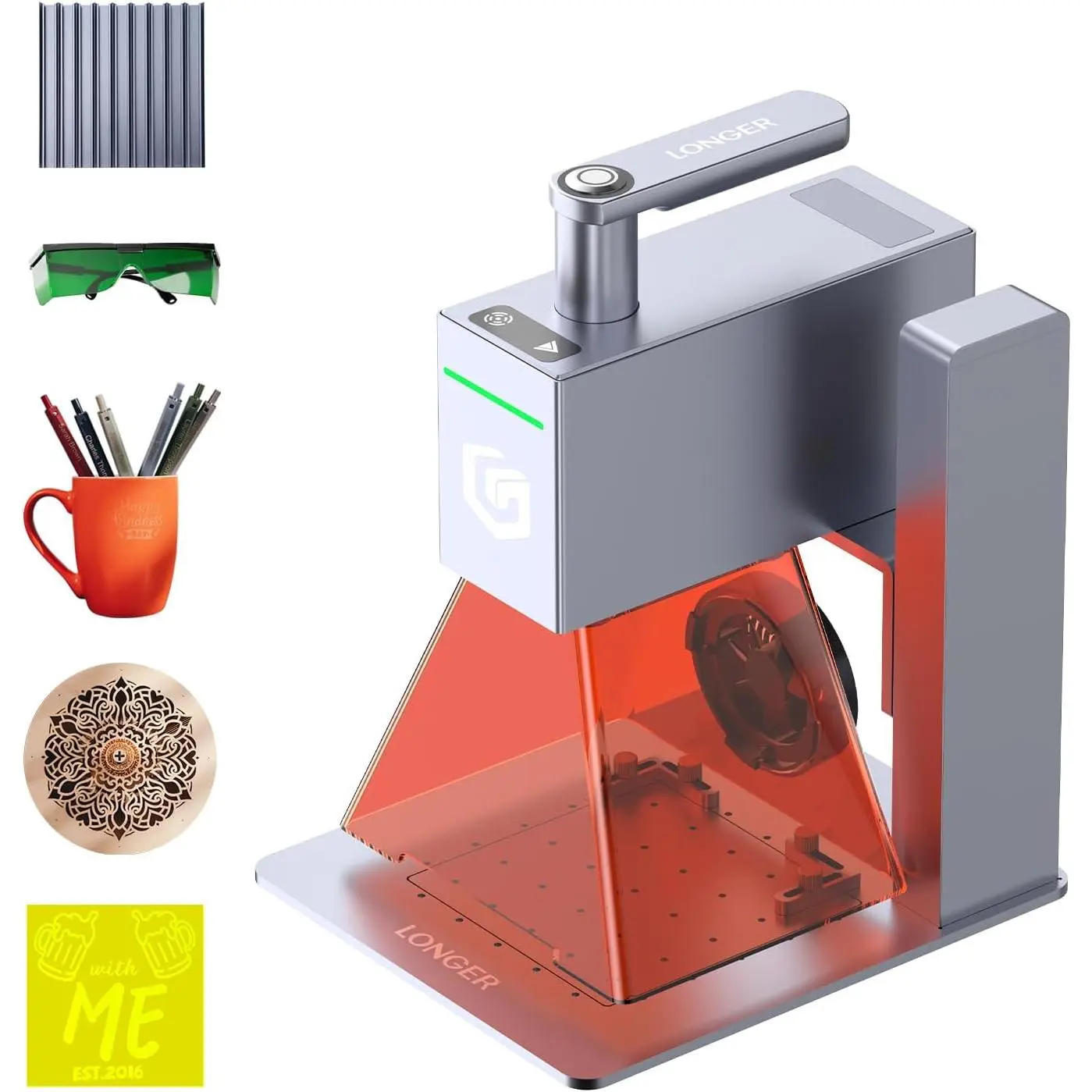 Longer Nano 6W Portable Laser Engraver, Compact Portable Tool for DIY Users, 5000mm/s High-Speed, 0.05*0.05mm Fine Detail Precision, Multi-Materials Engraving for Wood, Acrylic, Metal (Computers & Office Equipment)