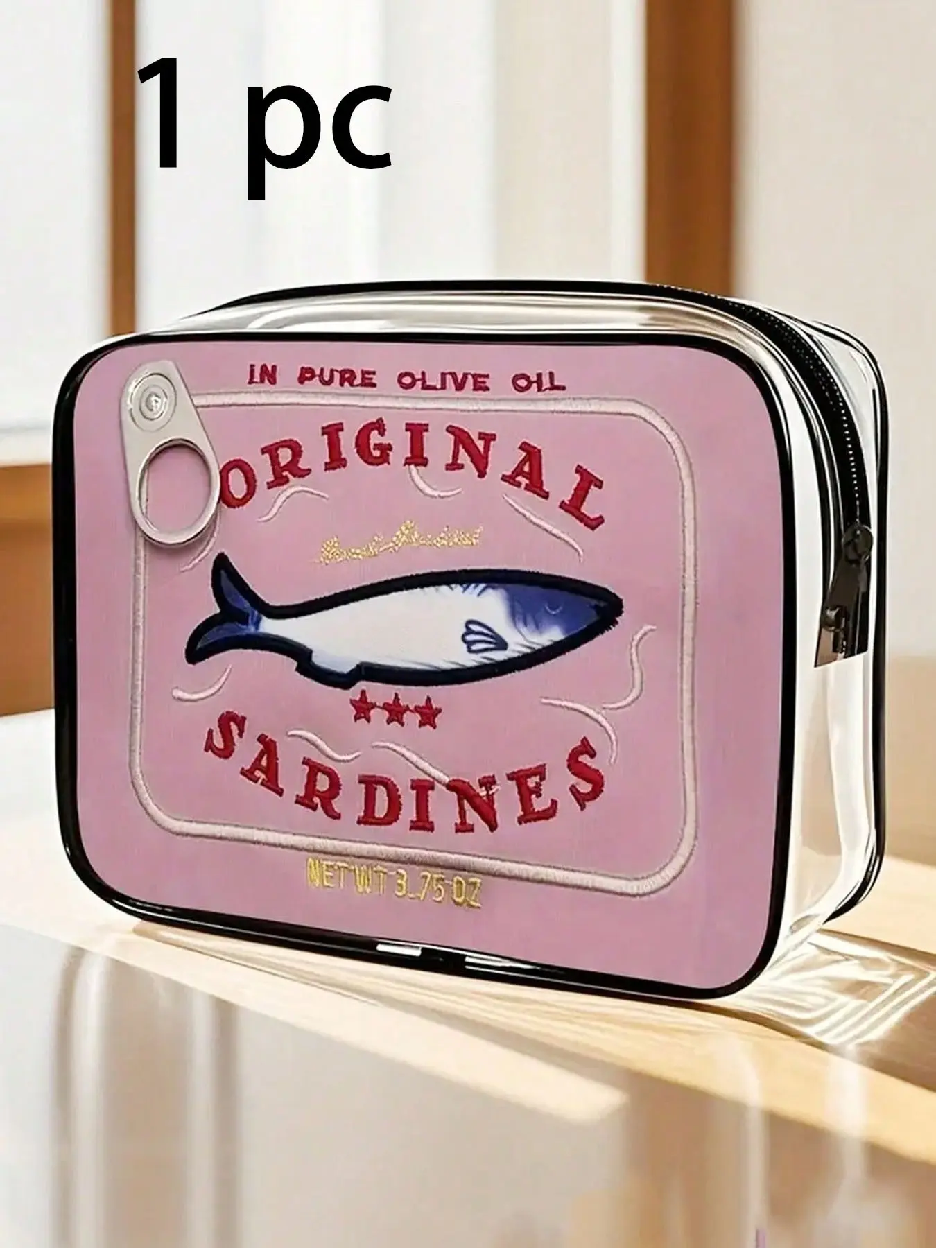 Waterproof Makeup Bag with Cute Sardine Can Design, Lightweight Foldable, Ideal for Travel, Business, Fitness, Camping, Outdoor Activities, Travel Makeup Pouch