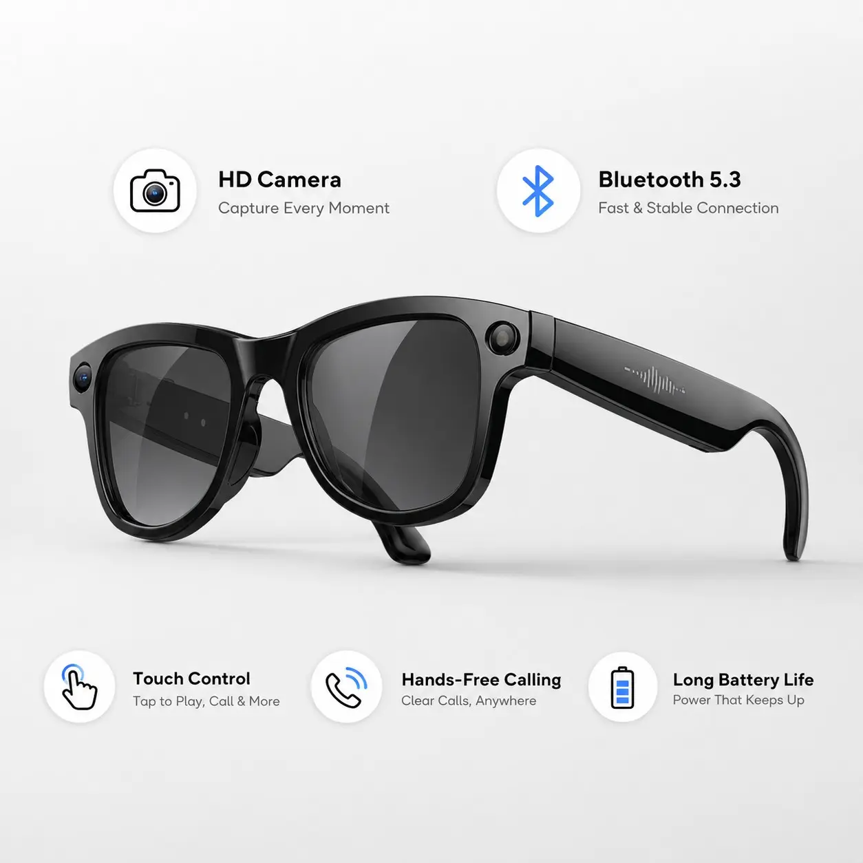 M02x Promax Ai Smart Camera Bluetooth-compatible Earphone, 13mp 4K Recording, Eis Dual Stabilization, Ai Voice Translation, Leather Charging Case