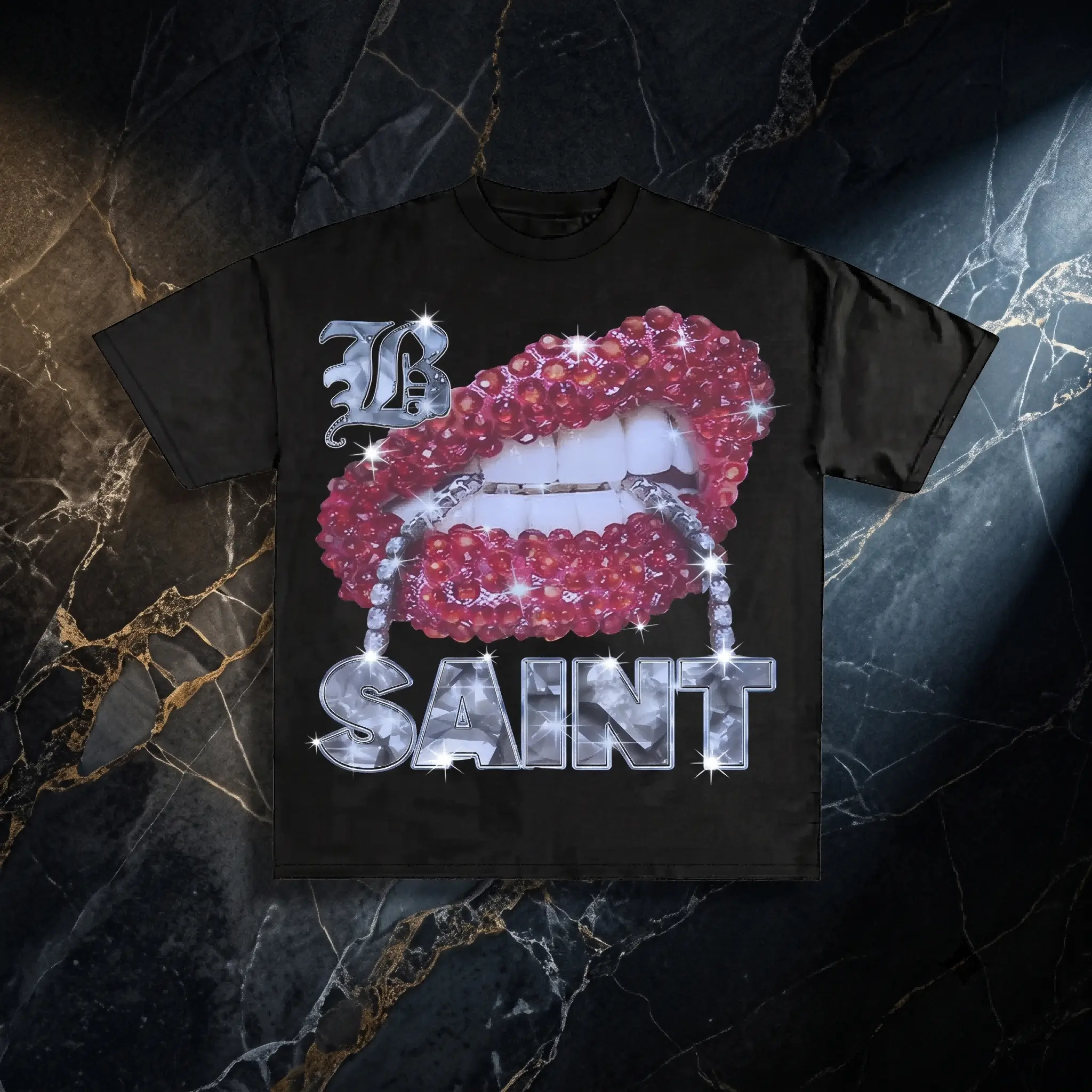 Y2K Bling Rhinestone Red Lips Print Black Crop Top for Women Short Sleeve Casual Streetwear T Shirt Perfect for Music Festival Party Daily Outfit