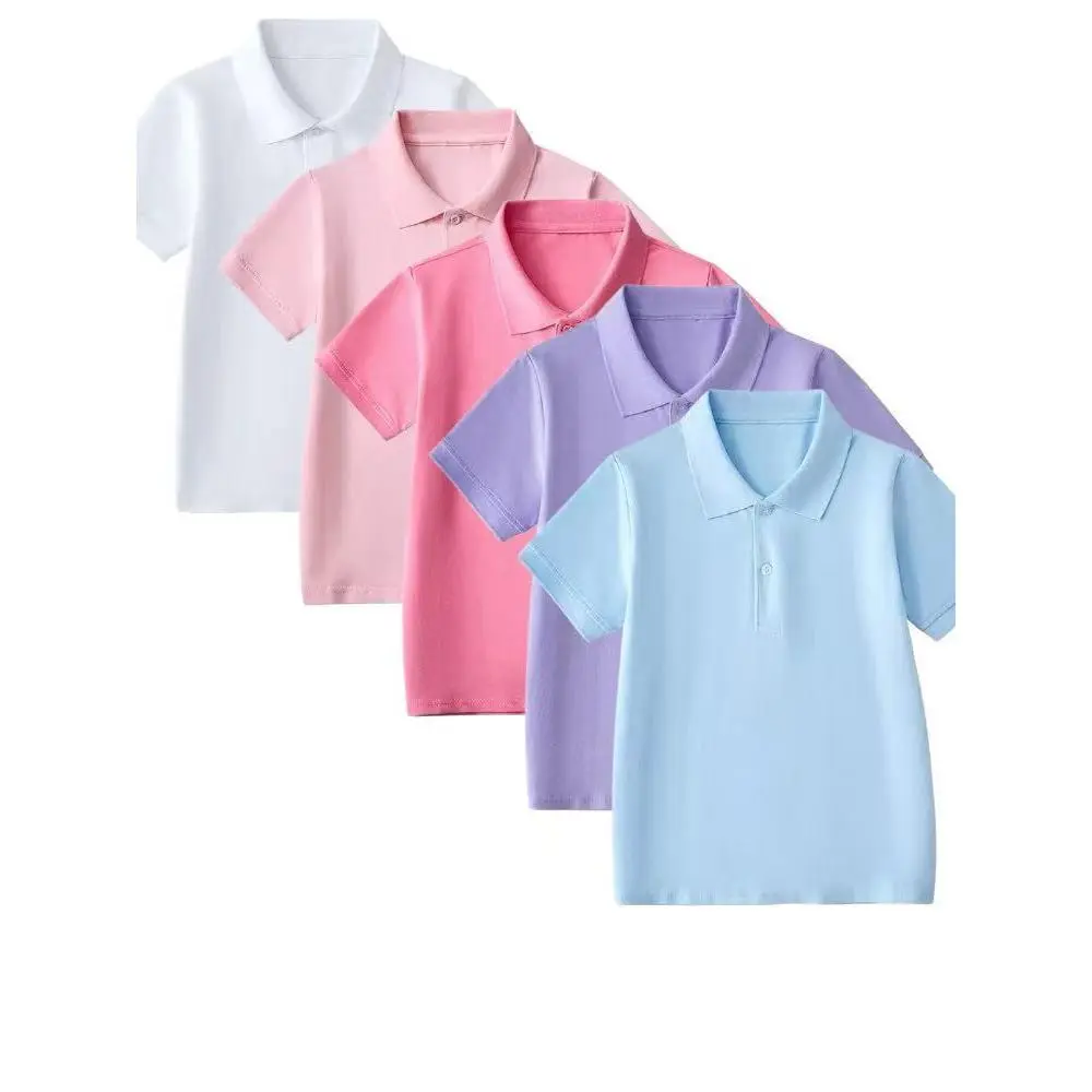 Boys' 5-Pack Stretch Short-Sleeve Polo Shirts, Modern-Fit School Uniform Tops, Ideal for Daily Wear and Sports
