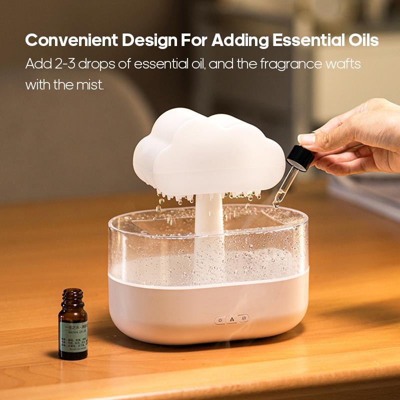 Rain Cloud Essential Oil Diffuser USB Powered, Simulated Rain Drops, Seven Color Lights, Ultrasonic Mist Humidifier for Home, Office Bedroom Holiday Atmosphere Gift