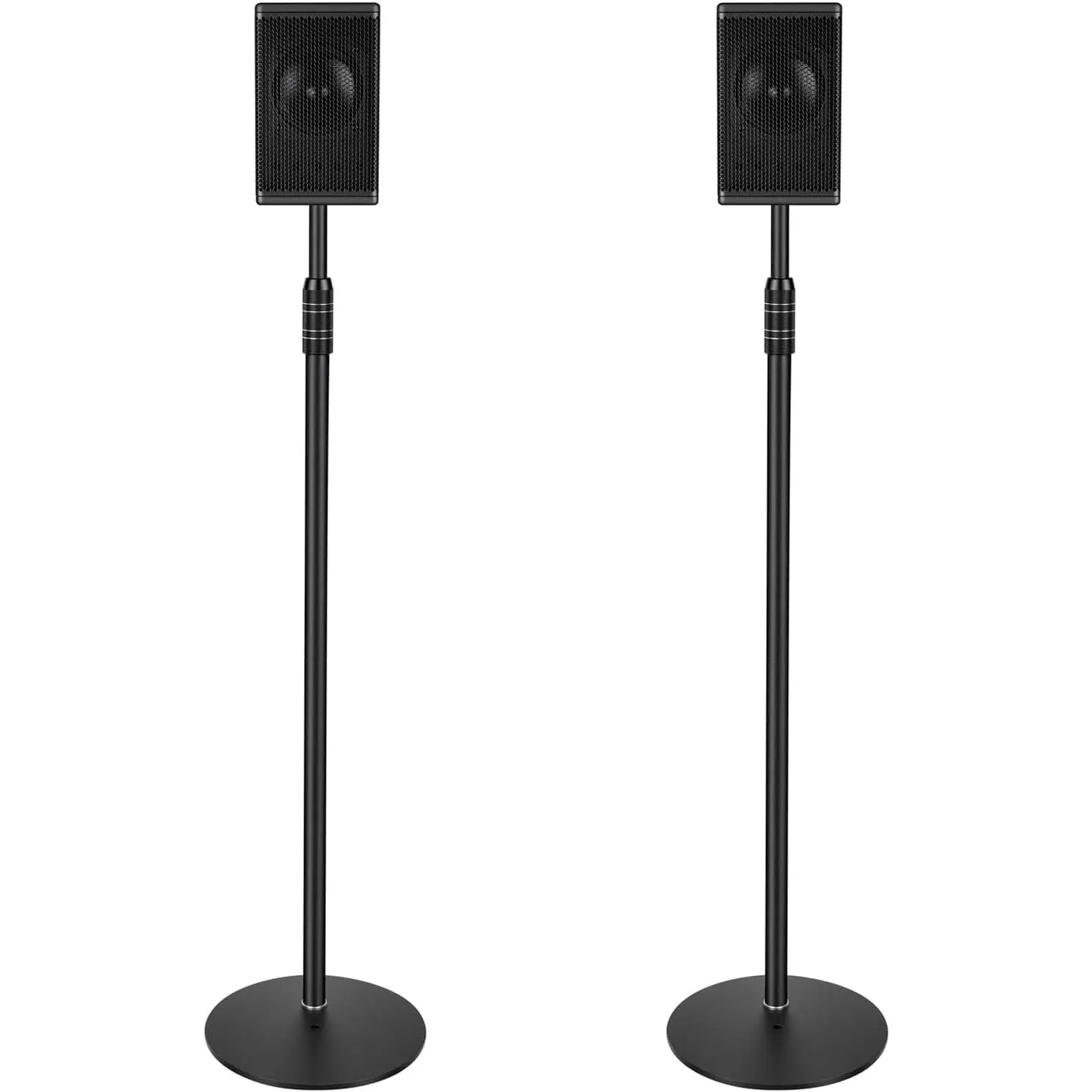 Speaker Stands, Metal Speaker Stands Pair for  & Small Bookshelf Speakers,Adjustable Height from 33" to 48",Holds up to 8.8 lbs,Easy DIY Assembly,-718,2 Packs,Black