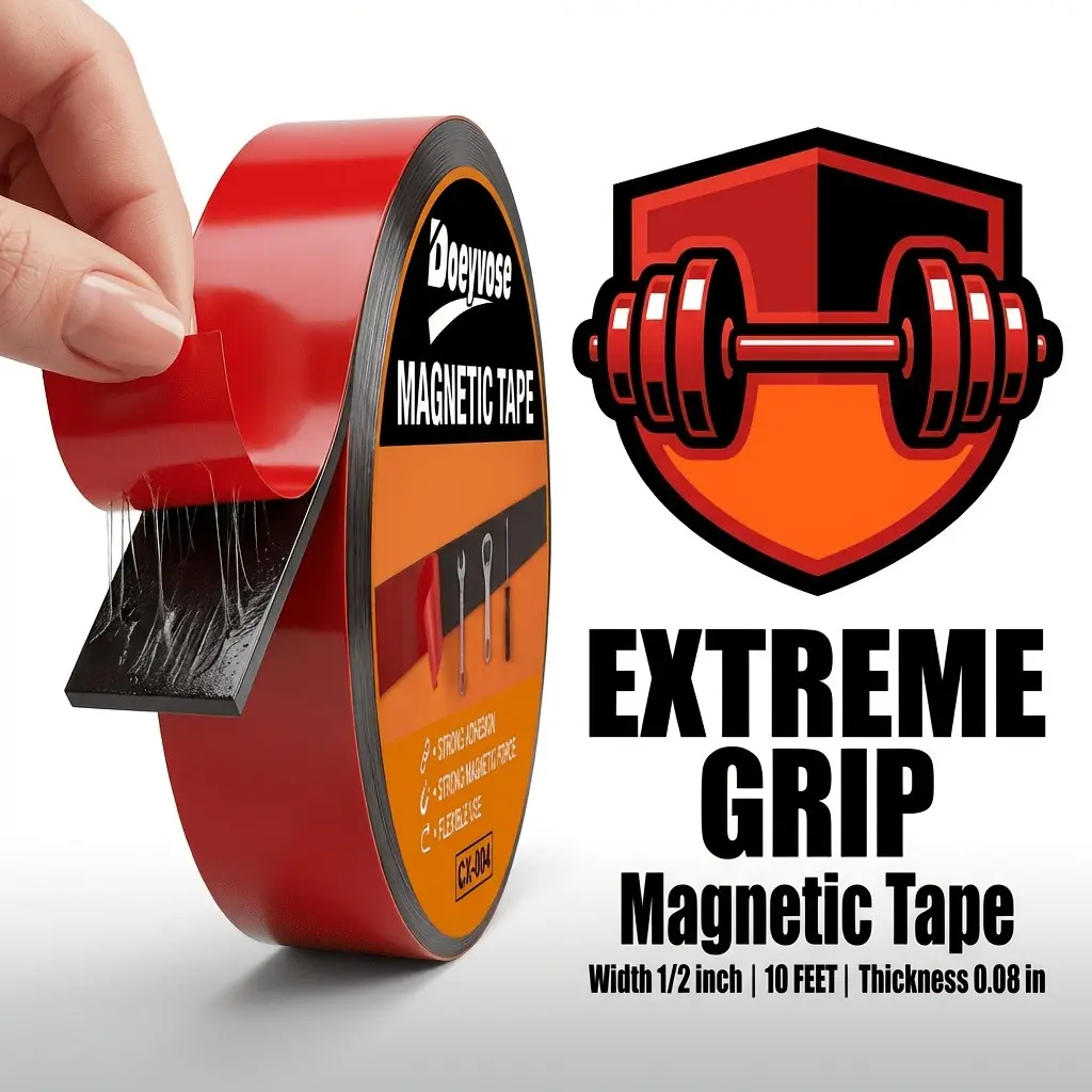 Doeyvose Magnetic Tape, Strong Adhesive, Multi-Purpose, Home Organization, Office Storage, Tool Fixing, DIY Crafts, No Drilling, Quick Wall Installation