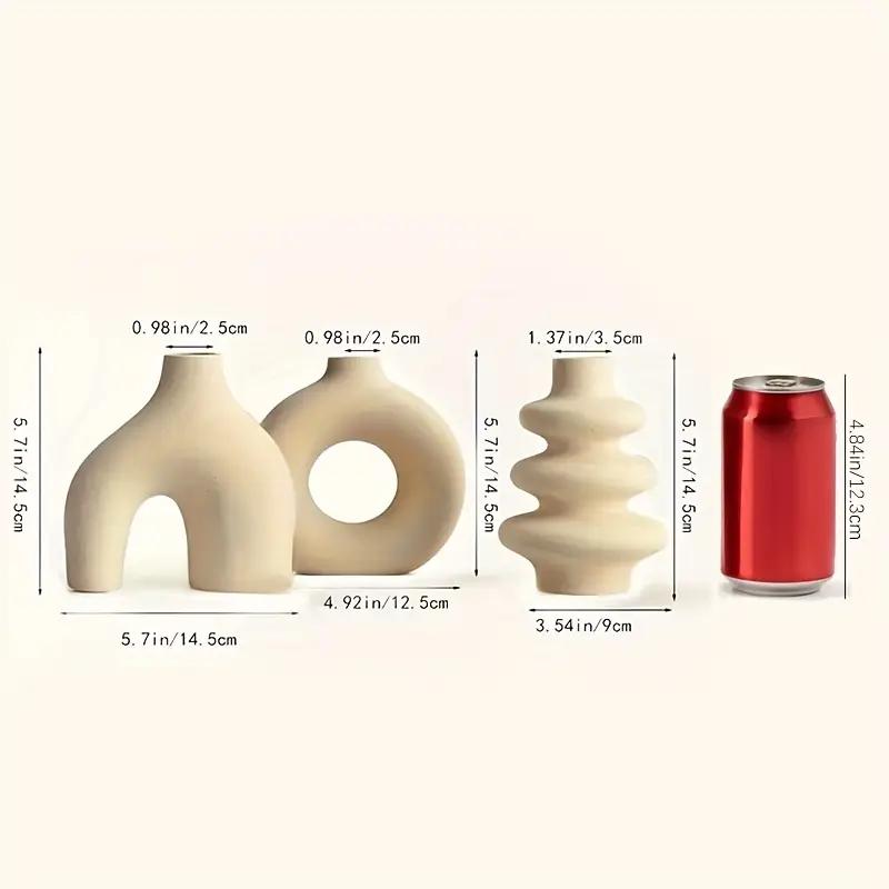 Ceramic Vase, 3 Counts/set Boho Style Irregular Shaped Vase, Modern Flower Arrangement Vase, Decorative Flower Vase, Home Decor Supplies for Living Room Bedroom Dining Room