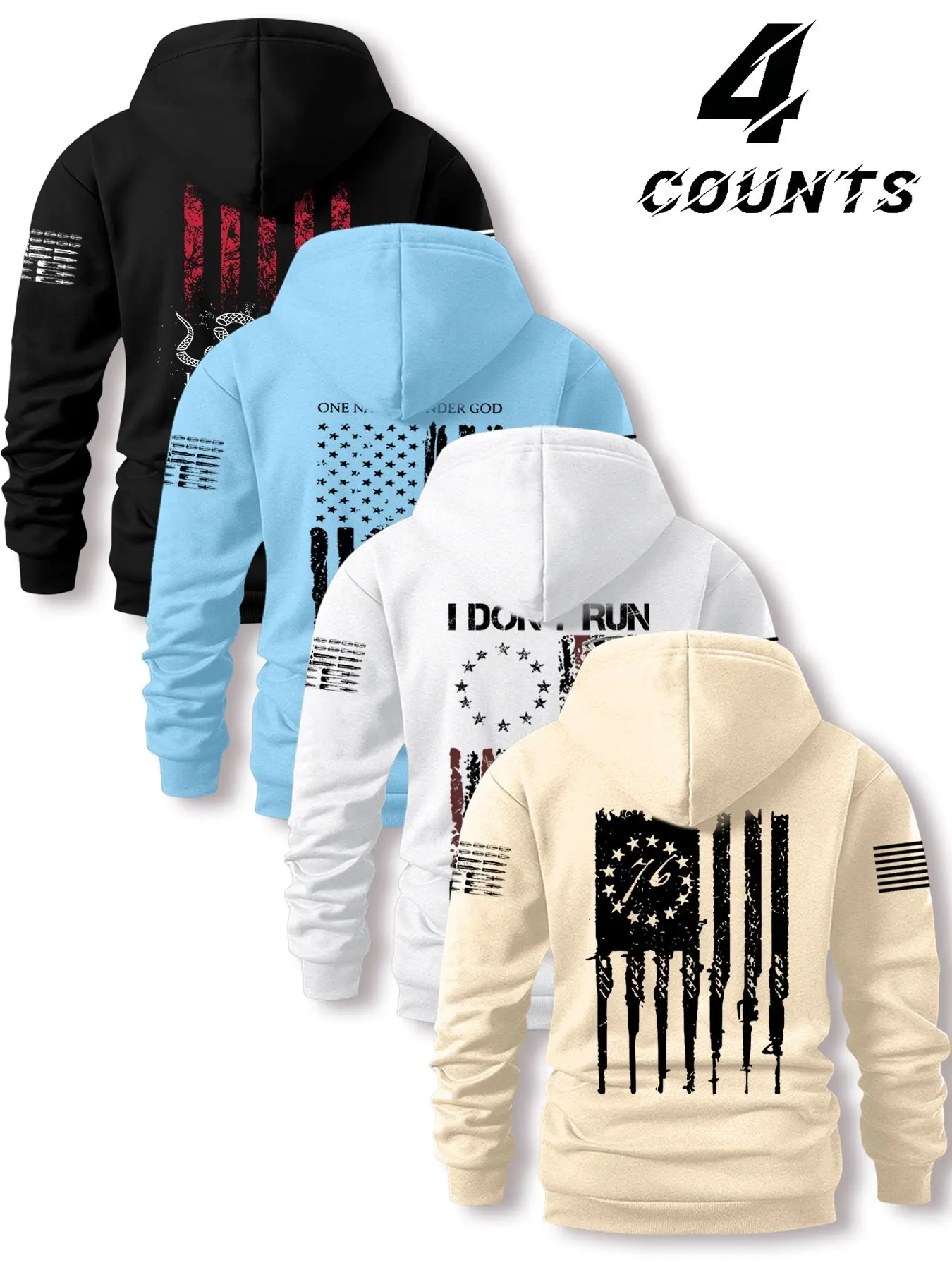 American Vintage Letter Flag Hoodie, Loose Fit Drawstring Pocket Sweatshirt, Men's Fashion Casual Top, Fall & Winter Wear