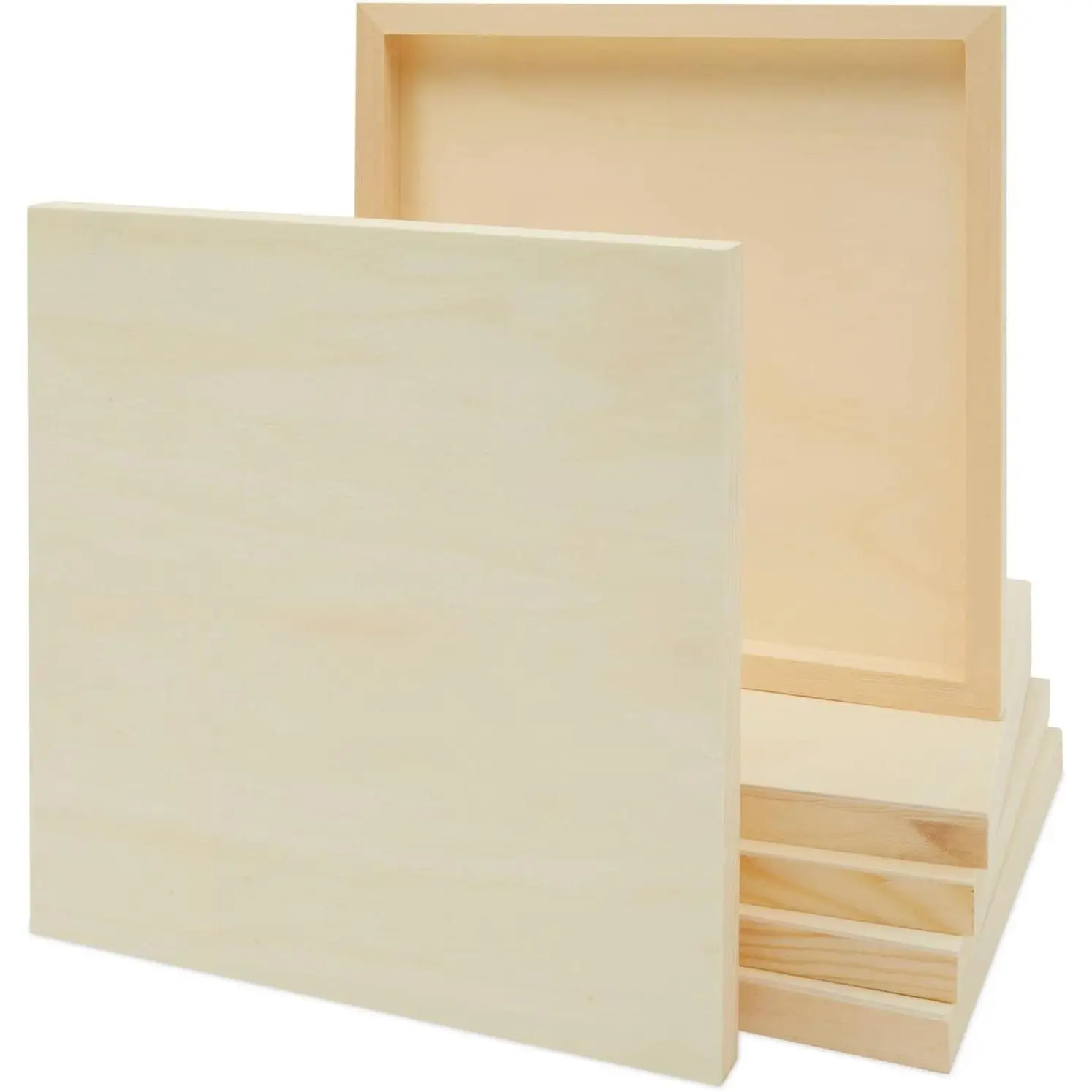 Wood Squares for Crafts - 12 x 12 in, 6 Pack, Unfinished Pine - Painting Panels & Cradle Boards for Art - Wood Art Panels