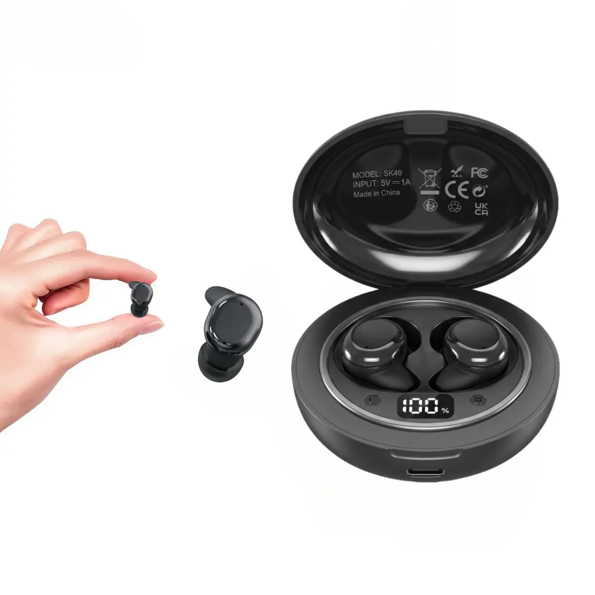 Wireless Bluetooth In-Ear Sleep Earbuds for Side Sleepers - Ultra-Invisible Tiny Design, 95% Noise Isolation, Digital Display Charging Case, Built-In White Noise App, GPS Tracking for Deep Sleep & Daily Travel