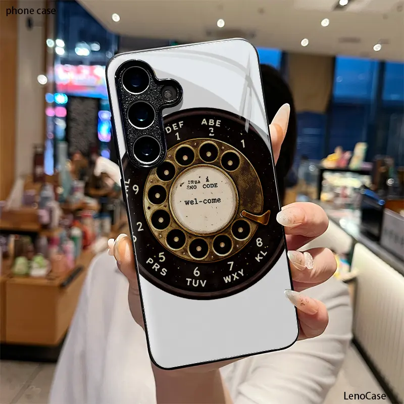 Phone Case: Typewriter Vintage Rotary PhoneA Scratch-resistant and Anti-slip Glass Material Phone Case for Galaxy S26 S25 S24 S23 S22Pro S21 S20 Fe Plus Ultra Pro A56 A55 A54 A53 A52 A51 A36 A35 A34 A32 A26 A25 A24 A23 A16 A15 A14 A06 A05 A03s