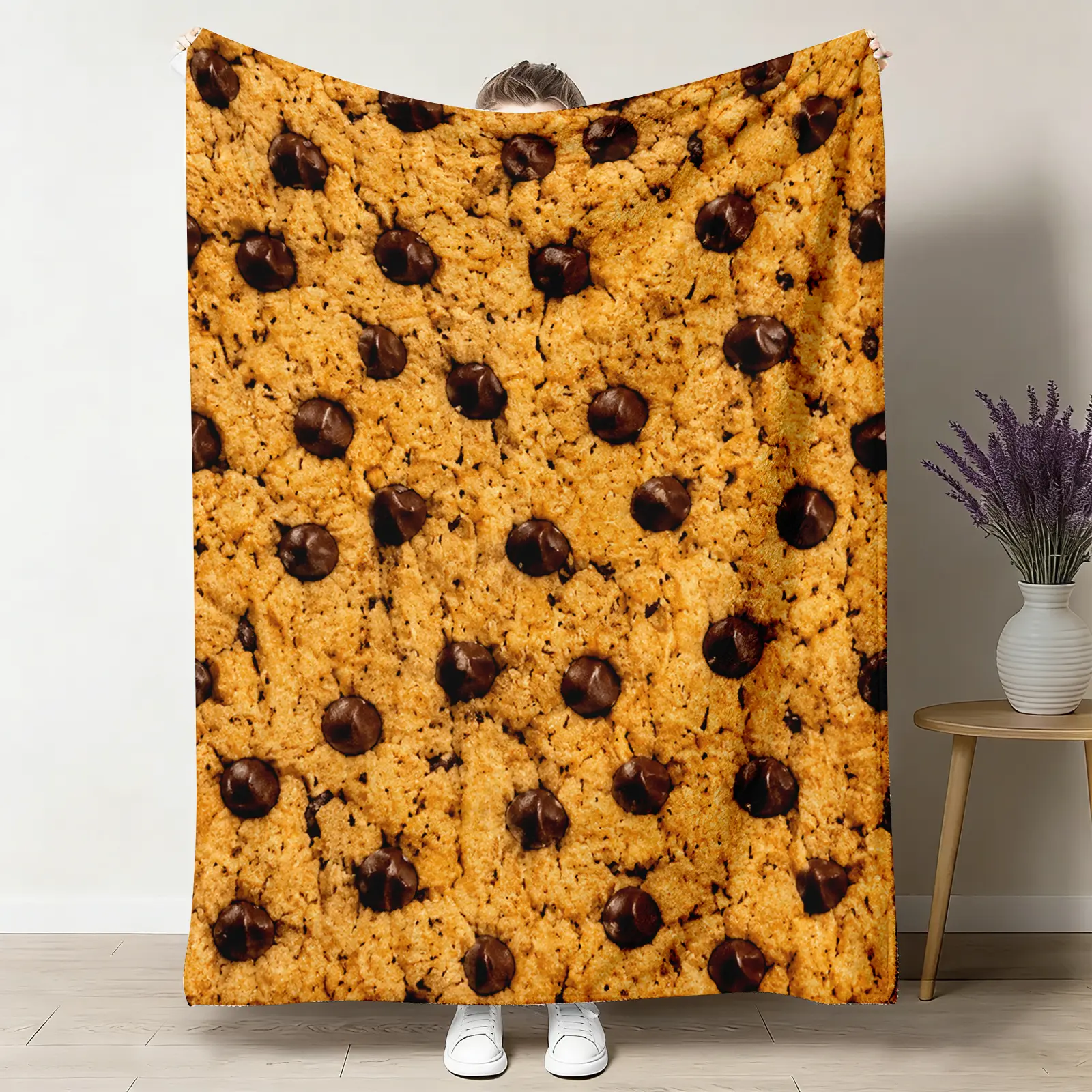 Chocolate Chip Cookie Classic Flannel Throw Blanket - Ultra-Soft, Wrinkle-Resistant, Durable, Foldable - 30x40in, 50x60in, 60x80in (80*60Inch（Big For Adults）) - Holiday Gift for Friends, Home Bedding Use