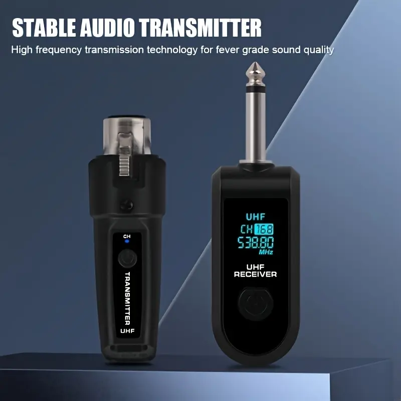 K-007 1-to-1/1-to-2 wireless high frequency microphone transceiver, XLR microphone wireless system, rechargeable wireless microphone adapter for mixer, dynamic microphone, electric guitar bass, live mixer