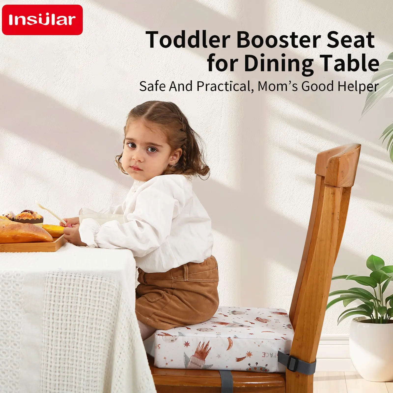 Non-Slip Child Seat Booster Cushion, Baby Mealtime High Chair Pad, Infant Dining Height Enhancer, Portable Outdoor Use