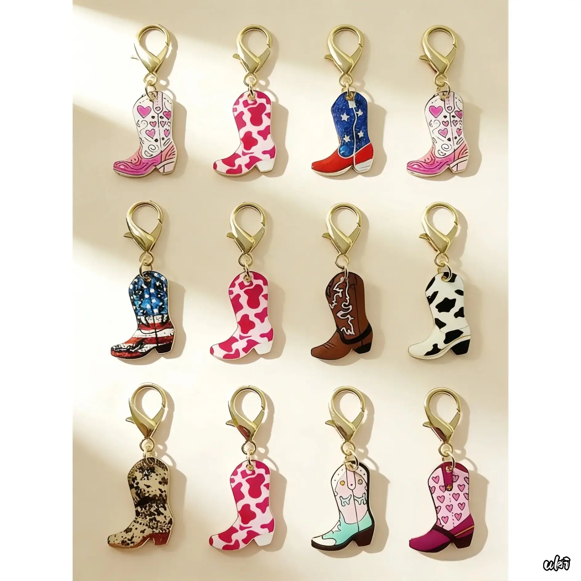 12pcs Vintage Western Alloy Cowboy Boot Keychain Set - Sturdy, Smooth-Finish Mini Gifts for Weddings, Birthdays, Easter, Western DIY Bag Accessories, Unisex Collectibles