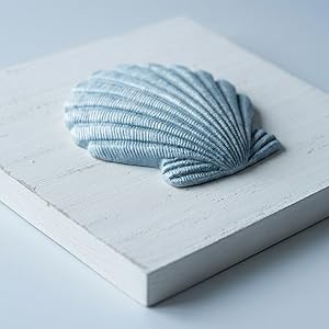 Tide and Tales 3D Beach Wall Art - Seashell with Starfish for Coastal Bathroom Decor, Ocean Inspired Decor for Bathroom, Coastal Bedroom, Living Room or Beach House, Set of 3 (6"x 6")