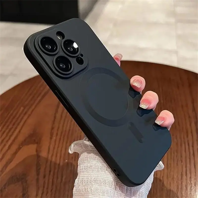 MagSafe Slim Silicone Case with Glass Camera Lens Cover for iPhone 17 Pro Max, 16, 15, 14, 13, 12, 11 Pro Max - Durable, Shockproof Smartphone/Cellphone/Handheld Device Protection (Black), Devices