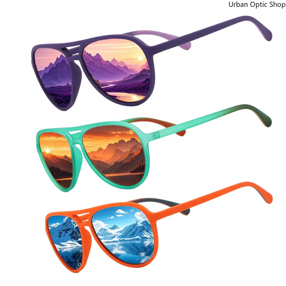 XUH Ultra-Light Nylon-PC Frame Aviator Sunglasses, Multi-Color Mirrored Lenses, UV Protection Eyewear for Driving & Daily Casual Wear, Lightweight