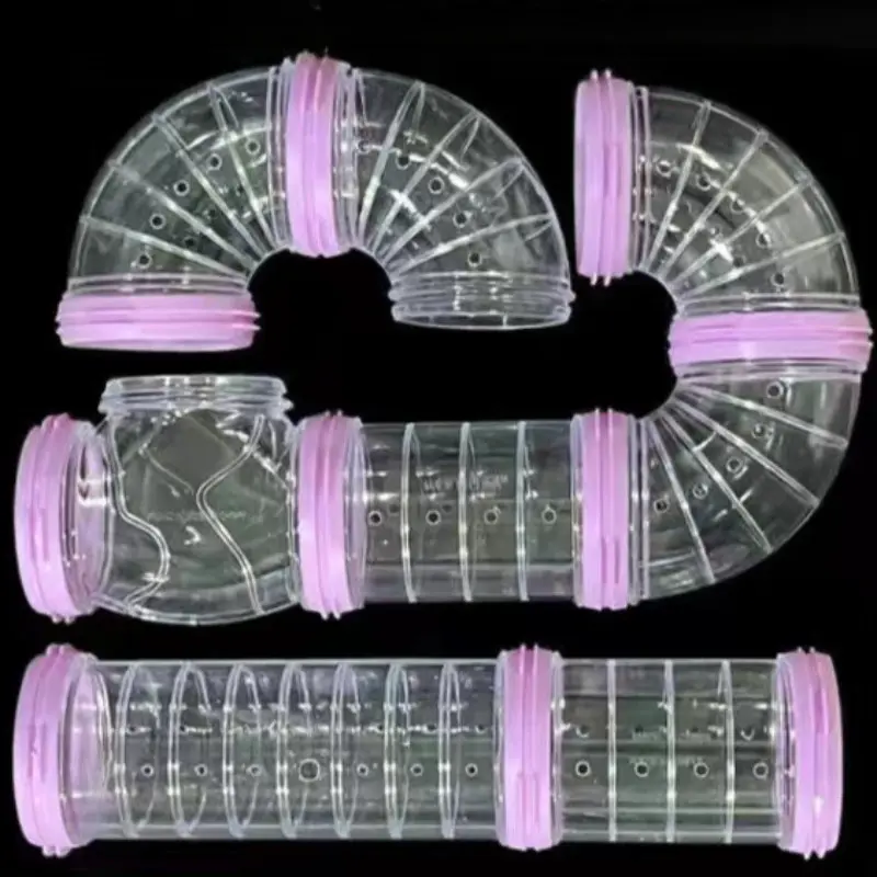 Hamster Tube Set, 8 Pack Transparent Curved Pipes, DIY Creative Tunnel for Dwarf & Golden Hamsters, Pet Cage Accessories, Connection, Exploration, Exercise