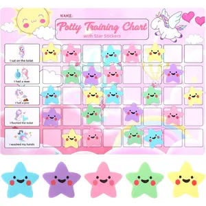 Potty Training Chart for Toddlers with 40 Large Reusable Magnetic Star Stickers, Interactive Reward Chart for Toilet Training (Unicorn)