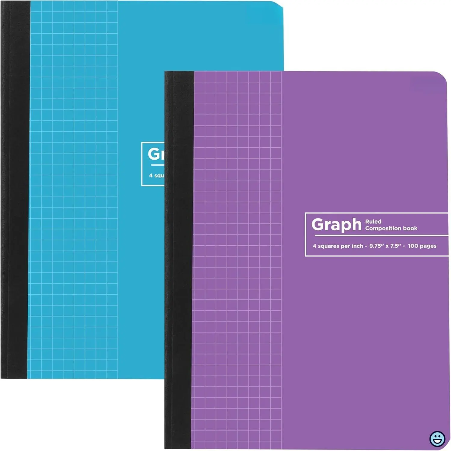 Graph Paper Composition Notebook, Hard Cover Graphing Notebook, 4 Squares Per Inch Graph Ruled Composition Notebook,  Quad Ruled Notebook, 100 Sheets, Blue and  (2 Pack)