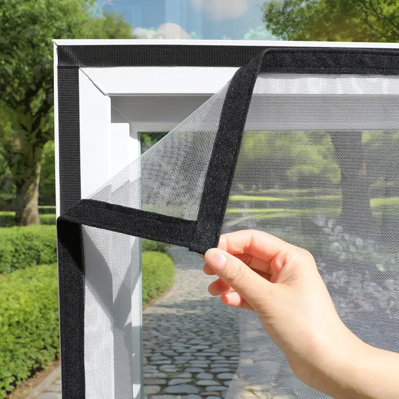 Gray-Black Self-Adhesive Window Screen Mesh helps reduce small insects from entering while allowing fresh air to flow through. Suitable for bedroom, kitchen, and living room windows. Easy to install, washable, and reusable.