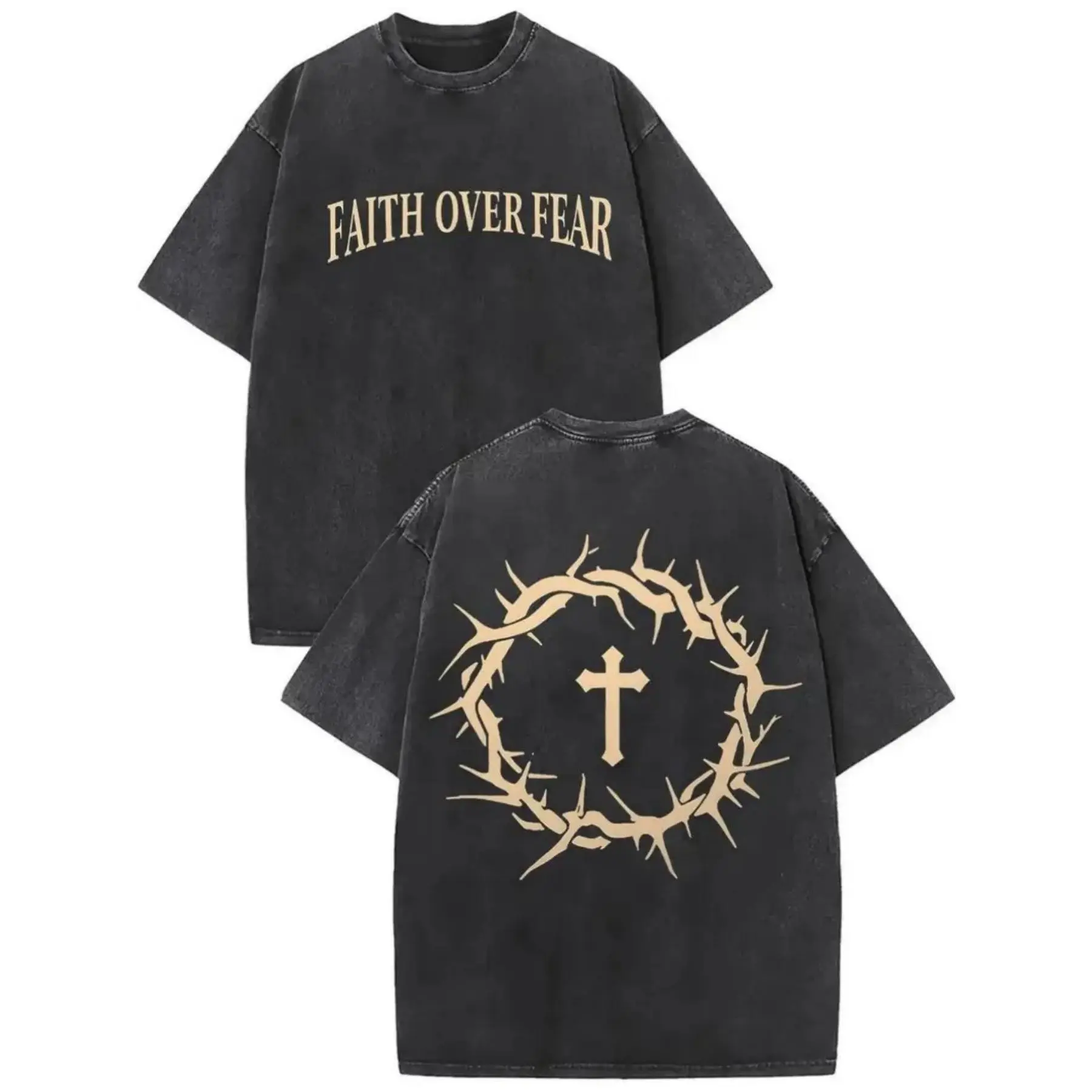Fashionable Double-Sided Printed Letter Pattern T-Shirts, Popular Summer Casual Street Style T-Shirts, Dropped Shoulder Sleeves, Round Neck Short-Sleeved Tops, High-Quality Pure Washed And Distressed Batik Craft T-Shirts