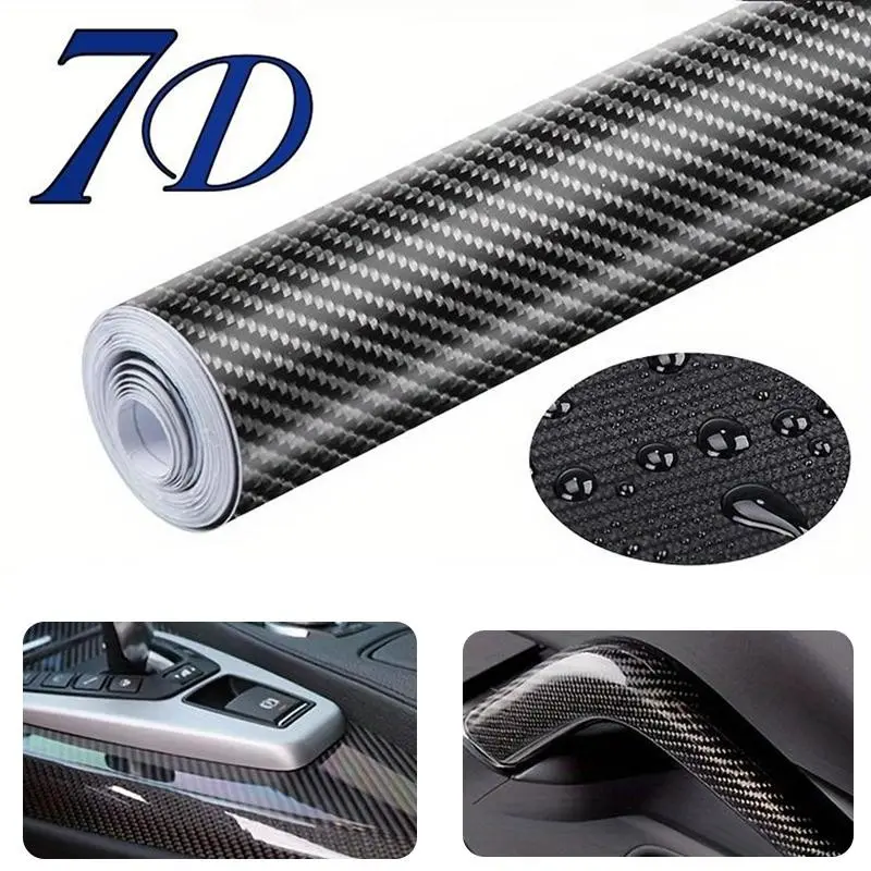 7D Carbon Fiber Vinyl Wrap, Self-Adhesive Car Bumper Protector, Waterproof Durable, Easy DIY Application, Fits Most Cars, Matte Texture