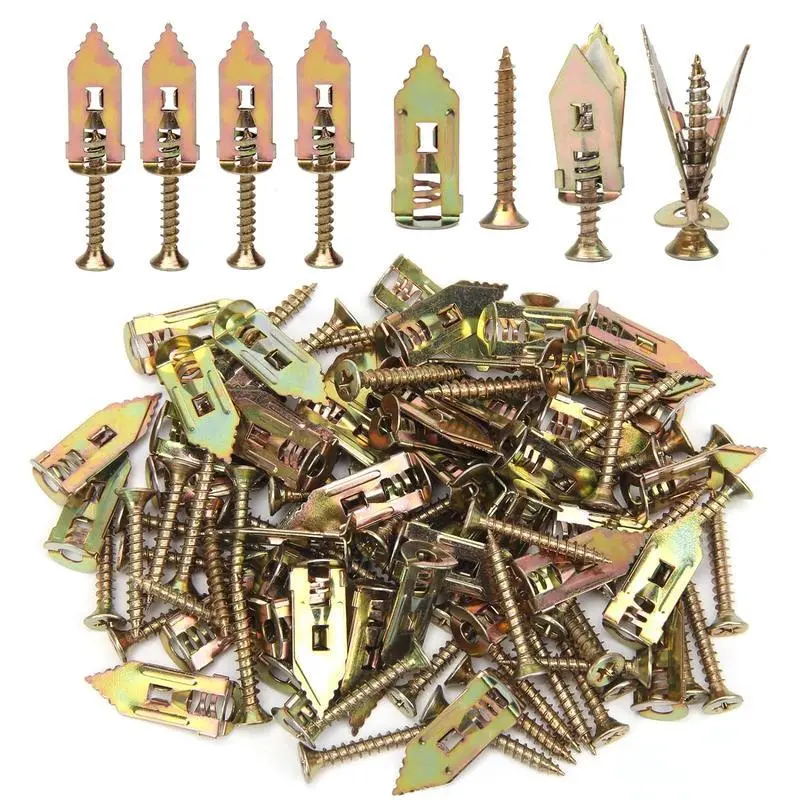 Self-Drilling Drywall Anchors and Screws, 120-Count Heavy Duty Zinc-Plated Kit with Conical Tip for TV Mounts and Cabinet Mounting