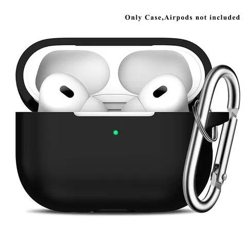 Silicone Earphone Case with Handy Carabiner, Earphone Protective Cover, Solid-Color Robust Shockproof Protective Case for AirPods Pro 2, Earbuds Protection with Visible LED Charging Indicator, Soft Earphone Protector for Men and Women
