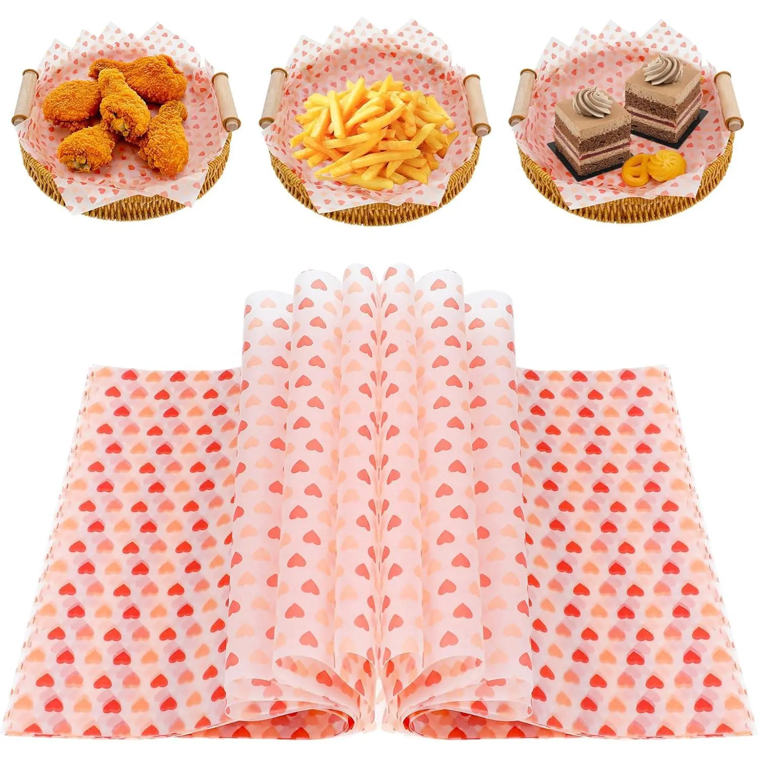 50 count Wax Paper Sheets,  Wrapping Paper,  Basket Liners, Greaseproof  Dry Waxed Deli Wraps Papers for Kitchen/Restaurant/Picnic, Non-Stick Liners Tissue for Bread/Burger/Sandwich