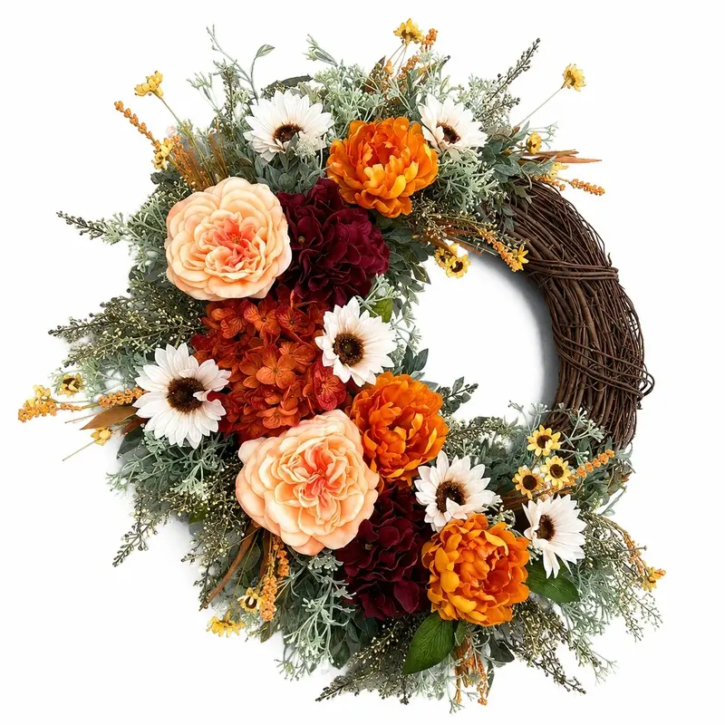 Autumn Thanksgiving Orange Flowered Porch Garland