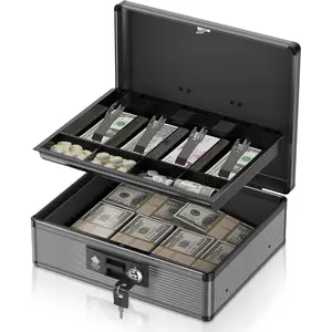 Locking  Box with  Tray and Key, Secure  Safe Box for , Portable  Box with Bottom Storage Spaces,  Saving Organizer(Black, )