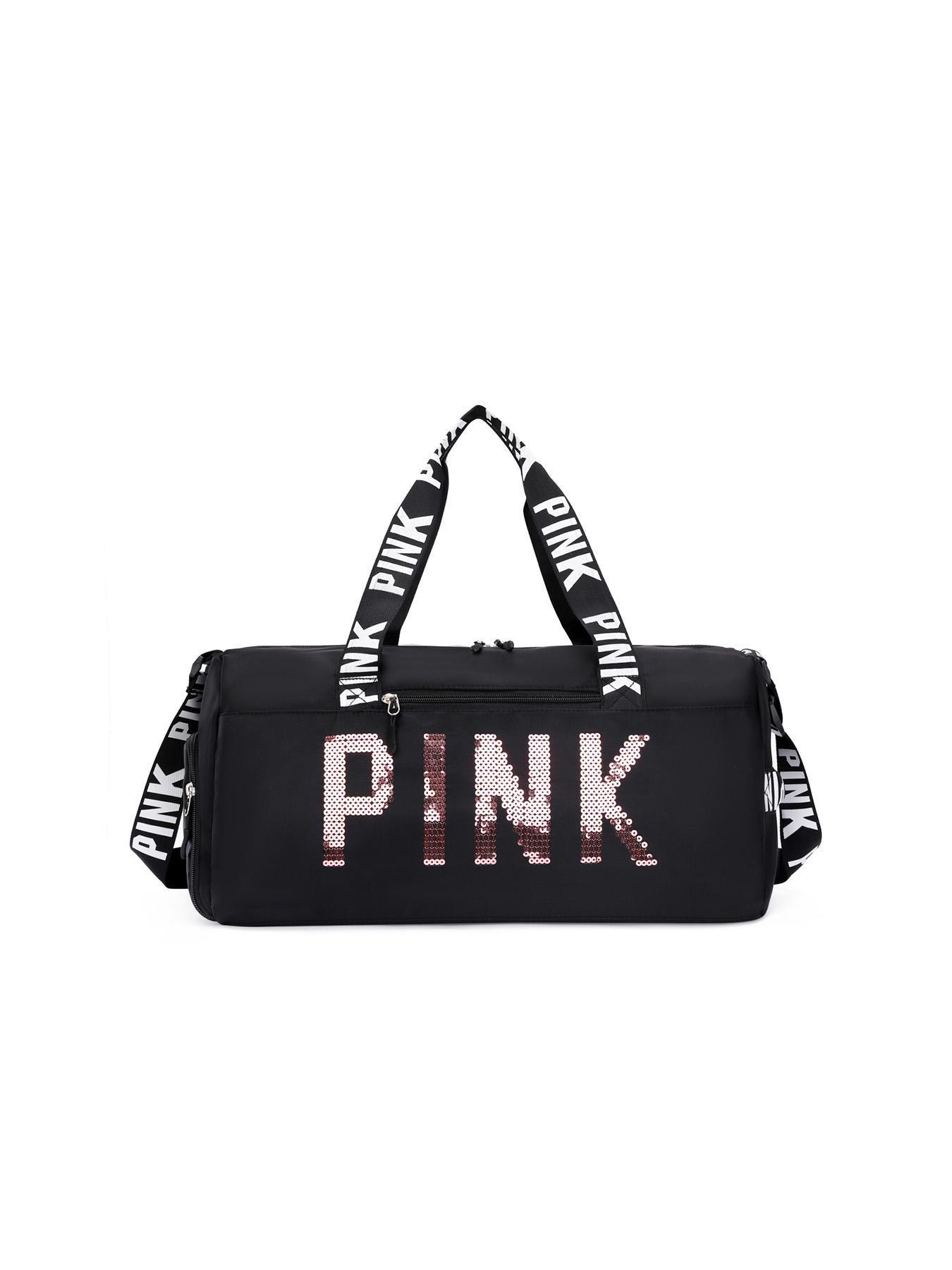 Fitness Bag with Shoe Compartment, Stylish Letter Design Large Capacity Lightweight Bag, Multifunctional Shoulder Bag, Crossbody Bag