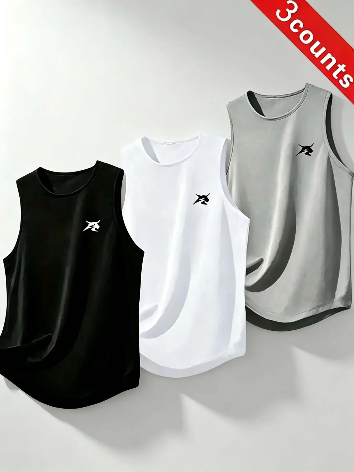 3-Pack Summer Fashion Gym Muscle Men's Sports Tank Tops, Breathable Sweat-Wicking Loose Fit Sleeveless Quick-Dry Basketball Shirts, Athletic Tank Top, Activewear Tank Top, Muscle Singlet